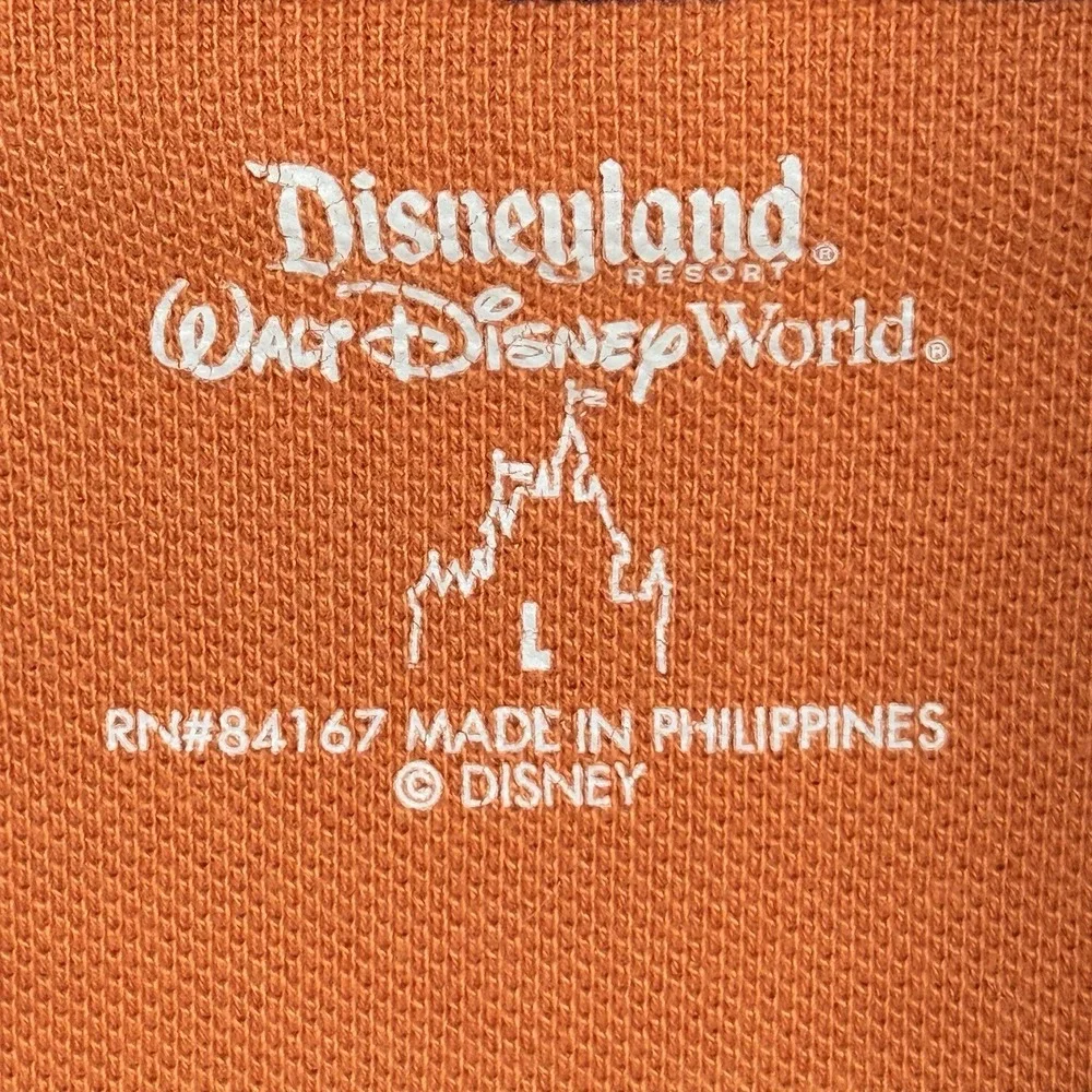 Disney Parks Polo Shirt Mens L Orange Mickey Mouse Embroidered‎ Short Sleeve